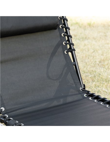 Outsunny Portable Sun Lounger, Folding Camping Bed Cot, Reclining Lounge Chair 5-position Adjustable Backrest w/Side Pocket for  - pic 42104 | FastDaddyshop