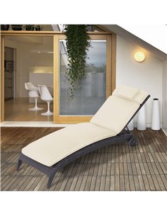 Outsunny Garden Sun Lounger Cushion Replacement, Cream White 84B-304V72CW 2