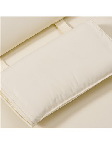 Outsunny Garden Sun Lounger Cushion Replacement Thick Sunbed Reclining Chair Relaxer Pad with Pillow - Cream White 84B-304V72CW