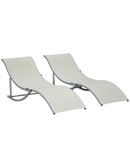 Outsunny Set of 2 S-shaped Foldable Sun Loungers, Beige 84B-540BG - pic 42114 | FastDaddyshop
