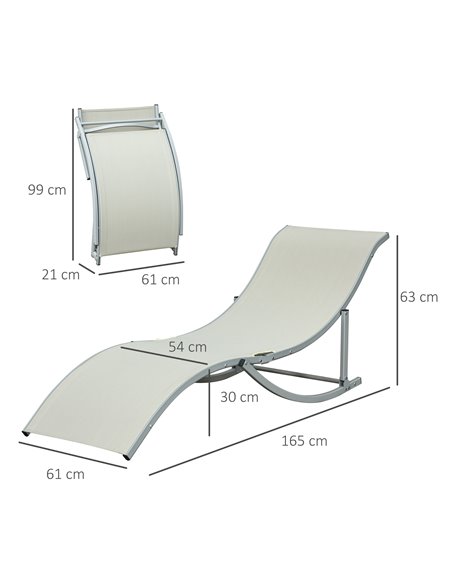 Outsunny Set of 2 S-shaped Foldable Lounge Chair Sun Lounger Reclining Outdoor Chair for Patio Beach Garden Beige 84B-540BG - pic 42116 | FastDaddyshop