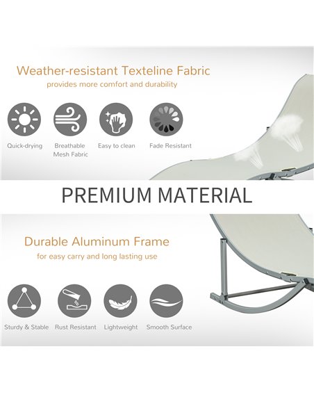 Outsunny Set of 2 S-shaped Foldable Lounge Chair Sun Lounger Reclining Outdoor Chair for Patio Beach Garden Beige 84B-540BG - pic 42117 | FastDaddyshop