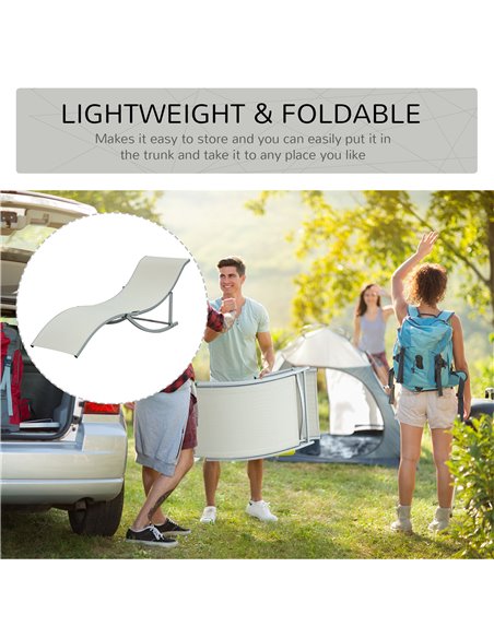 Outsunny Set of 2 S-shaped Foldable Lounge Chair Sun Lounger Reclining Outdoor Chair for Patio Beach Garden Beige 84B-540BG - pic 42118 | FastDaddyshop