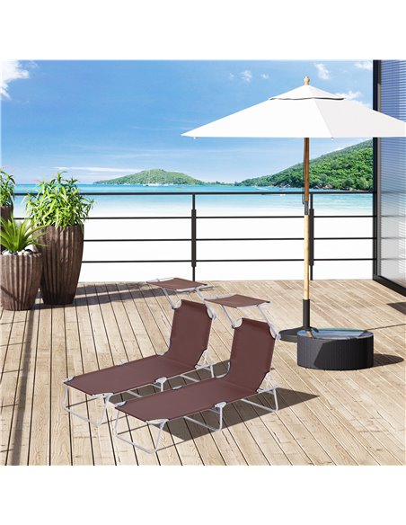 Outsunny 2 Pcs Outdoor Foldable Sun Lounger Set, Brown 84B-P090 - pic 42133 | FastDaddyshop