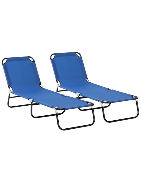 Outsunny 2 Pcs Foldable 5-Position Sun Lounger Set, Blue 84B-P082 - pic 42141 | FastDaddyshop