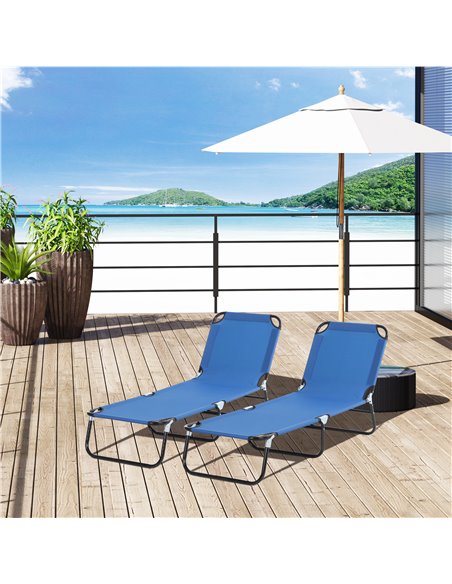 Outsunny 2 Pcs Foldable 5-Position Sun Lounger Set, Blue 84B-P082 - pic 42142 | FastDaddyshop