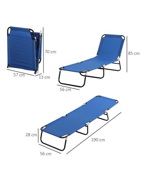 Outsunny 2 Pcs Foldable 5-Position Sun Lounger Set, Blue 84B-P082 - pic 42143 | FastDaddyshop