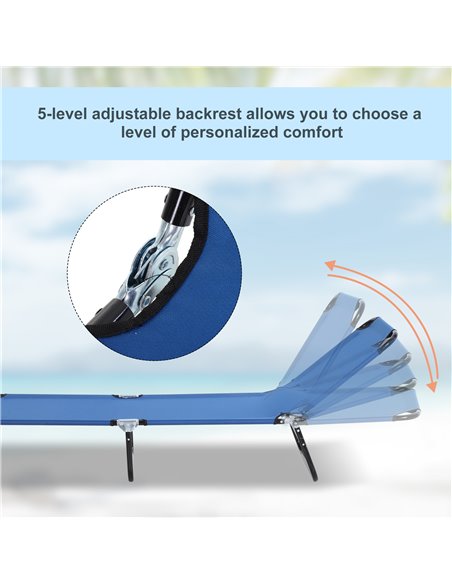 Outsunny 2 Pcs Foldable 5-Position Sun Lounger Set, Blue 84B-P082 - pic 42144 | FastDaddyshop