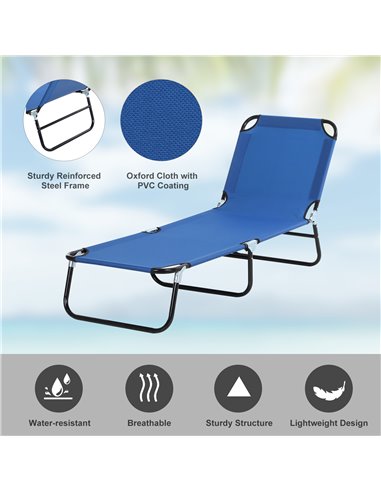 Outsunny 2 Pcs Foldable Sun Lounger Set w/ 5-Position Adjustable Backrest, Portable Relaxer Recliner w/ Lightweight Frame Great 