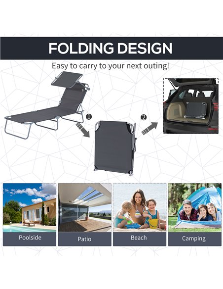 Outsunny 2 Pcs Outdoor Foldable Sun Lounger Set, Grey 84B-P089 - pic 42154 | FastDaddyshop