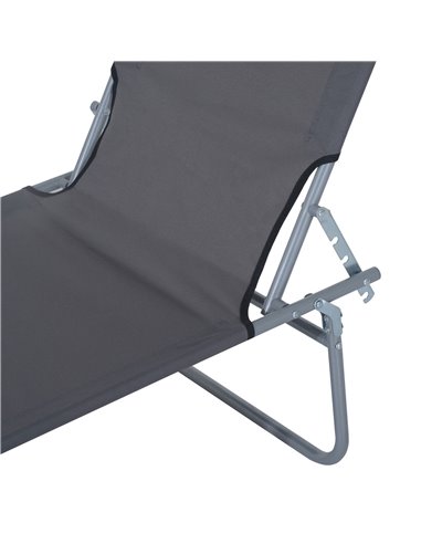 Outsunny 2 Pcs Outdoor Foldable Sun Lounger Set w/ Removeable Shade Canopy, Patio Recliner Sun Lounger w/ Adjustable Backrest w/