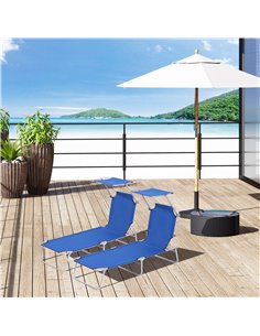 Outsunny 2 Pieces Foldable Sun Lounger Set, Blue 84B-P088 2
