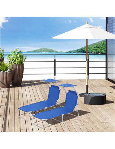Outsunny 2 Pieces Foldable Sun Lounger Set, Blue 84B-P088