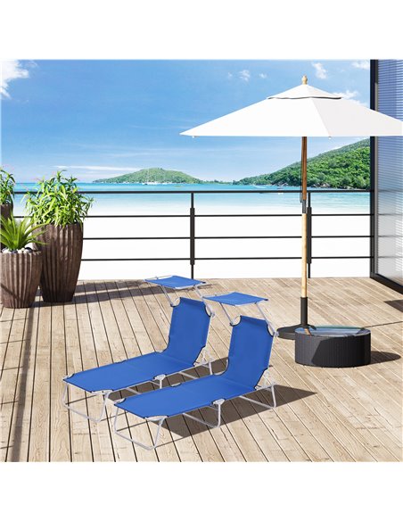 Outsunny 2 Pieces Foldable Sun Lounger Set, Blue 84B-P088 - pic 42187 | FastDaddyshop