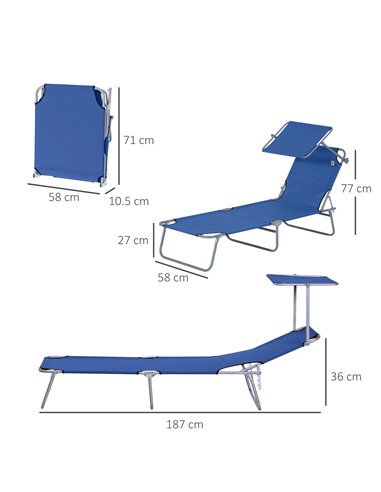 Outsunny 2 Pieces Foldable Sun Lounger Set, Blue 84B-P088