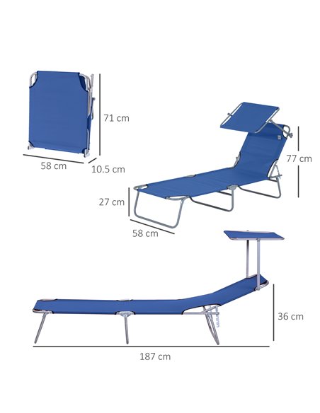 Outsunny 2 Pieces Foldable Sun Lounger Set, Blue 84B-P088 - pic 42188 | FastDaddyshop