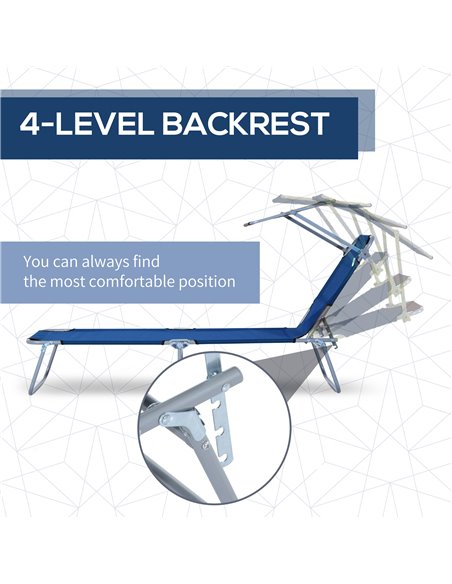 Outsunny 2 Pieces Foldable Sun Lounger Set with Removeable Shade Canopy, Patio Recliner with Adjustable Backrest with Mesh Fabri - pic 42190 | FastDaddyshop