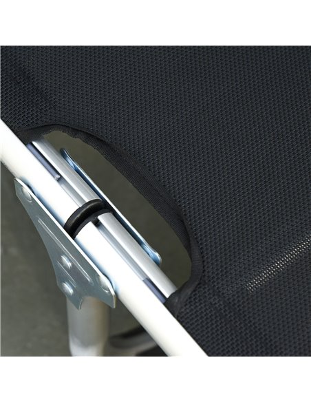 Outsunny 2 Pieces Foldable Sun Lounger with Pillow, 5-Level Adjustable Reclining Lounge Chair, Aluminium Frame Camping Bed Cot,  - pic 42201 | FastDaddyshop