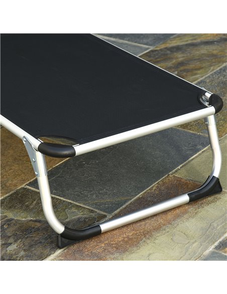 Outsunny 2 Pieces Foldable Sun Lounger with Pillow, 5-Level Adjustable Reclining Lounge Chair, Aluminium Frame Camping Bed Cot,  - pic 42202 | FastDaddyshop