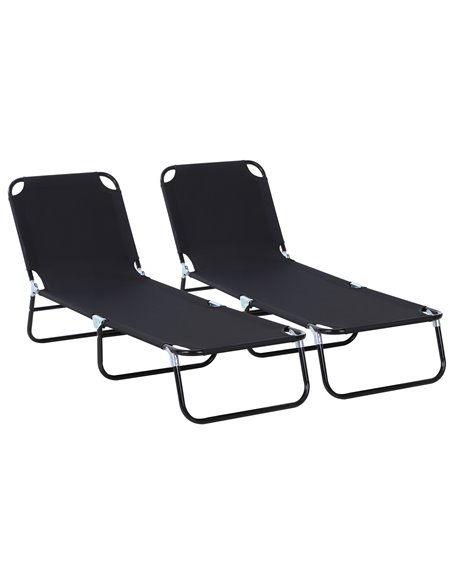 Outsunny 2 Pieces Foldable Sun Lounger Set, Black 84B-P081 - pic 42204 | FastDaddyshop