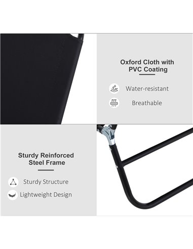Outsunny 2 Pieces Foldable Sun Lounger Set, Black 84B-P081