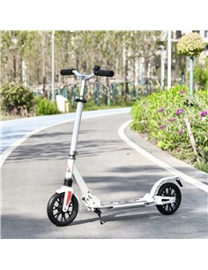 HOMCOM Kick Scooter Height Adjustable Foldable Scooter 200mm Large Wheels Scooters w/ Foot Brak, Shock Absorption Mechanism for 