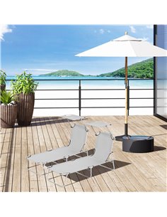 Outsunny 2 Pcs Outdoor Foldable Sun Lounger Set, Light Grey 84B-P086 2