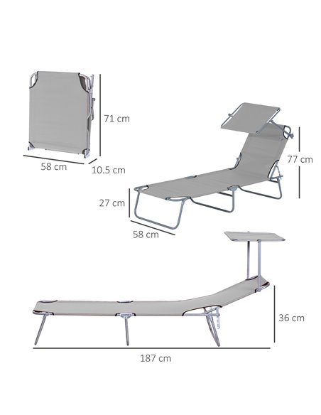 Outsunny 2 Pcs Outdoor Foldable Sun Lounger Set, Light Grey 84B-P086 - pic 42215 | FastDaddyshop