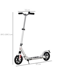 HOMCOM Kick Scooter Height Adjustable Foldable Scooter 200mm Large Wheels Scooters w/ Foot Brak, Shock Absorption Mechanism for  2