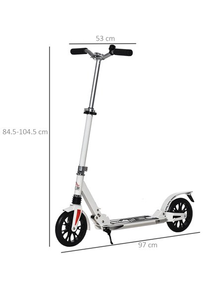 HOMCOM Kick Scooter Height Adjustable Foldable Scooter 200mm Large Wheels Scooters w/ Foot Brak, Shock Absorption Mechanism for  - pic 4222 | FastDaddyshop