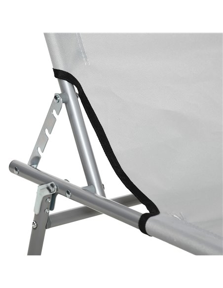 Outsunny 2 Pcs Outdoor Foldable Sun Lounger Set w/ Removeable Shade Canopy, Recliner Sun Lounger w/ Adjustable Backrest w/ Mesh  - pic 42221 | FastDaddyshop