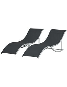Outsunny 2 Pieces Folding S-shaped Sun Loungers, Black 84B-540BK