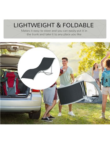 Outsunny 2 Pieces Folding S-shaped Sun Loungers, Black 84B-540BK