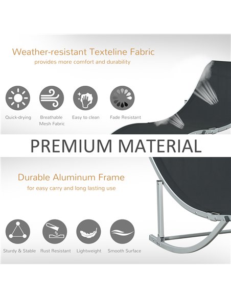 Outsunny 2 Pieces Folding S-shaped Sun Loungers, Black 84B-540BK - pic 42253 | FastDaddyshop