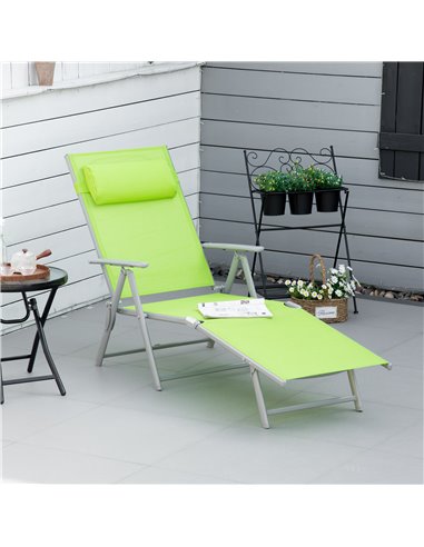 Outsunny Folding Sun Lounger, Outdoor Chaise Lounge Recliner, Green 84B-184GN