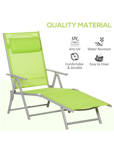 Outsunny Folding Sun Lounger, Outdoor Chaise Lounge Recliner, Green 84B-184GN
