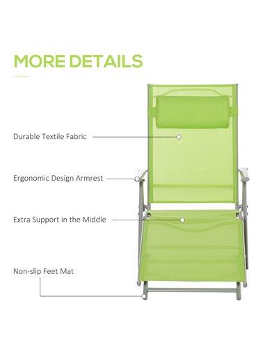 Outsunny Folding Sun Lounger, Outdoor Chaise Lounge Recliner, Green 84B-184GN