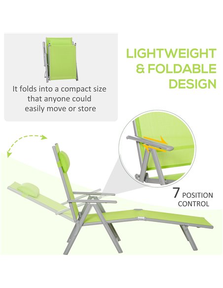 Outsunny Folding Sun Lounger, Outdoor Chaise Lounge Recliner, Green 84B-184GN - pic 42262 | FastDaddyshop