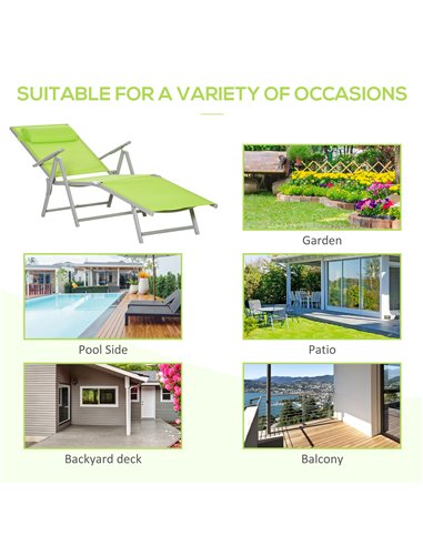 Outsunny Folding Sun Lounger, Outdoor Chaise Lounge Recliner with Pillow and 7 Adjustable Backrest for Lawn, Garden 84B-184GN
