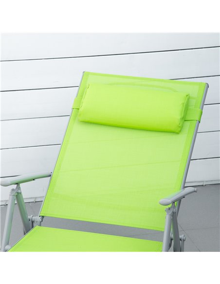 Outsunny Folding Sun Lounger, Outdoor Chaise Lounge Recliner with Pillow and 7 Adjustable Backrest for Lawn, Garden 84B-184GN - pic 42264 | FastDaddyshop