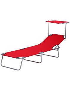 Outsunny Folding Sun Lounger, Lounge Chairs Reclining Sleeping Bed, Red 84B-001RD