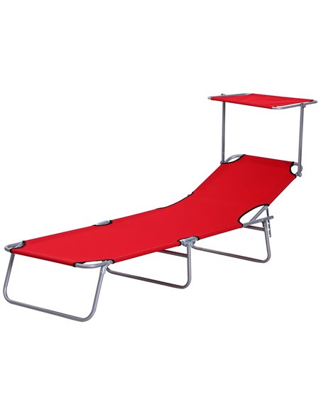 Outsunny Folding Sun Lounger, Lounge Chairs Reclining Sleeping Bed, Red 84B-001RD - pic 42267 | FastDaddyshop