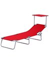 Outsunny Folding Sun Lounger, Lounge Chairs Reclining Sleeping Bed, Red 84B-001RD