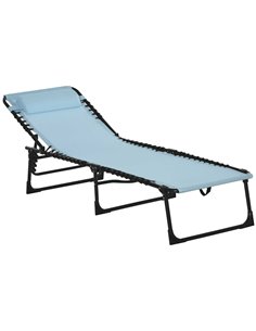 Outsunny Folding Sun Lounger Beach Chaise Chair, Blue 84B-206GN