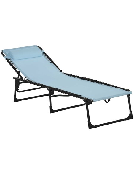Outsunny Folding Sun Lounger Beach Chaise Chair, Blue 84B-206GN - pic 42276 | FastDaddyshop