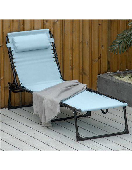 Outsunny Folding Sun Lounger Beach Chaise Chair, Blue 84B-206GN - pic 42277 | FastDaddyshop