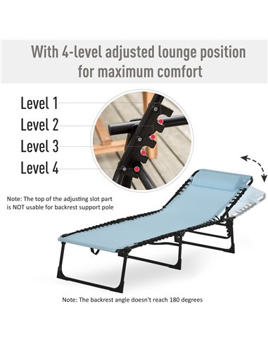 Outsunny Folding Sun Lounger Beach Chaise Chair, Blue 84B-206GN