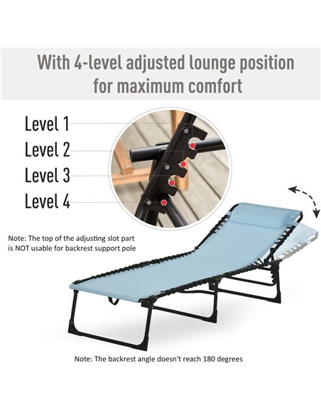 Outsunny Folding Sun Lounger Beach Chaise Chair, Blue 84B-206GN - pic 42279 | FastDaddyshop