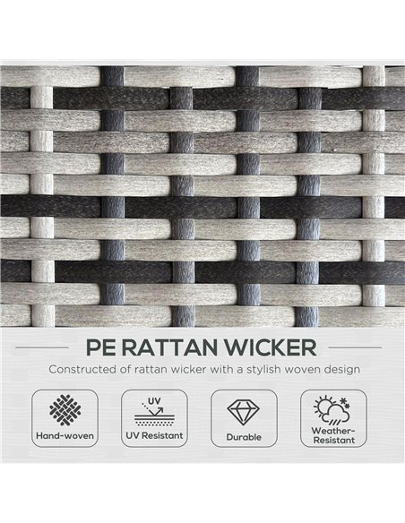 Outsunny Rattan Sun Lounger with Storage Tea Table & Footstools, Grey 862-067V70GY - pic 42288 | FastDaddyshop
