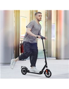 HOMCOM Kick Scooter Foldable Height Adjustable Aluminum Ride for 14+ Adult Teens with Rear Wheel Brake, Shock Mitigation System 